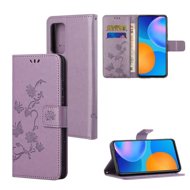 Flower PU kožené peněženkové pouzdro na mobil Xiaomi Redmi Note 11 4G/Note 11S 4G - světlefialové