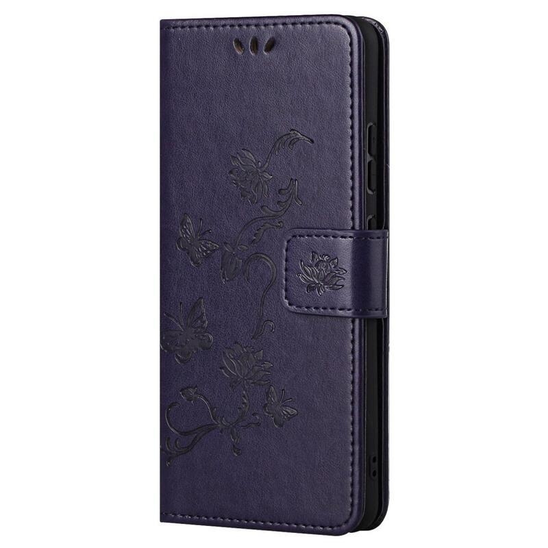 Flower PU kožené peněženkové pouzdro na mobil Xiaomi Redmi Note 11 4G/Note 11S 4G - tmavěfialové