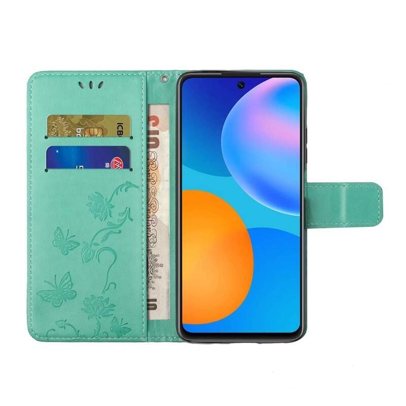 Flower PU kožené peněženkové pouzdro na mobil Xiaomi Redmi Note 11 4G/Note 11S 4G - zelené