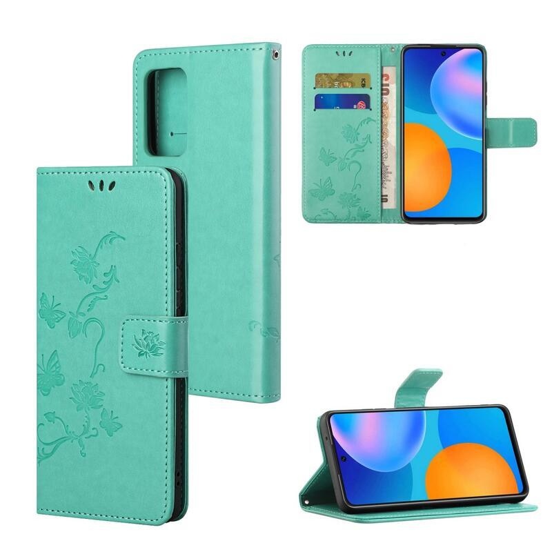 Flower PU kožené peněženkové pouzdro na mobil Xiaomi Redmi Note 11 4G/Note 11S 4G - zelené