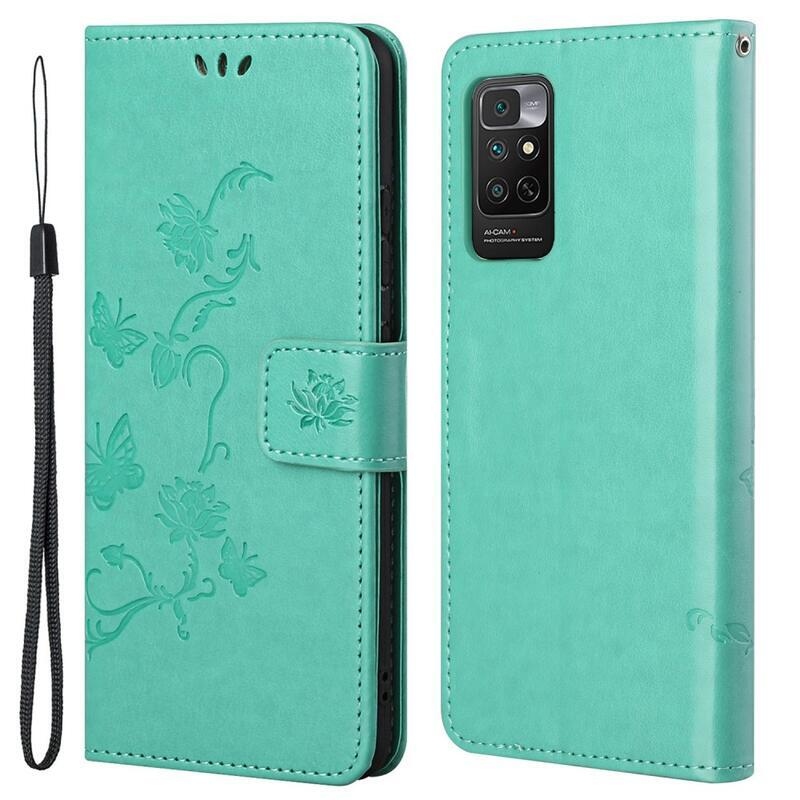Flower PU kožené peněženkové pouzdro na mobil Xiaomi Redmi Note 11 4G/Note 11S 4G - zelené