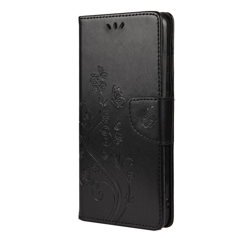 Flower PU kožené peněženkové pouzdro na mobil Xiaomi Redmi Note 11 Pro 4G/5G - černé