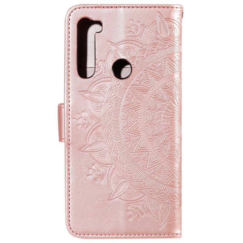 Flower PU kožené peněženkové pouzdro na mobil Xiaomi Redmi Note 8 - růžovozlaté