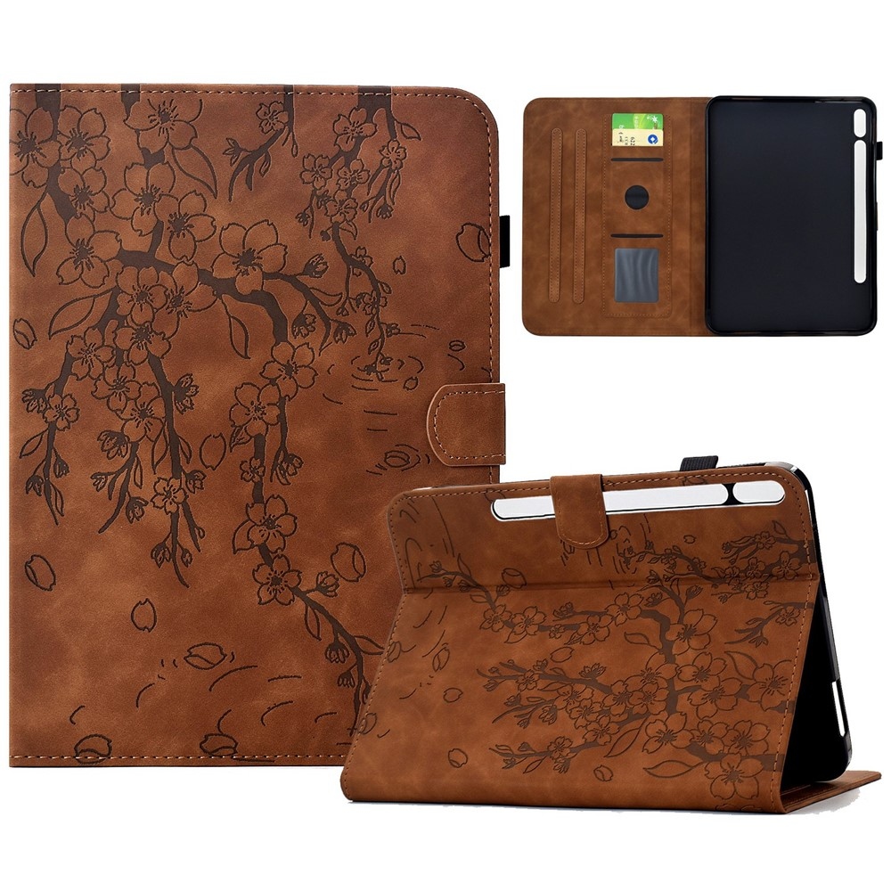 Flower zavírací pouzdro na tablet Samsung Galaxy Tab S12+ - hnědé