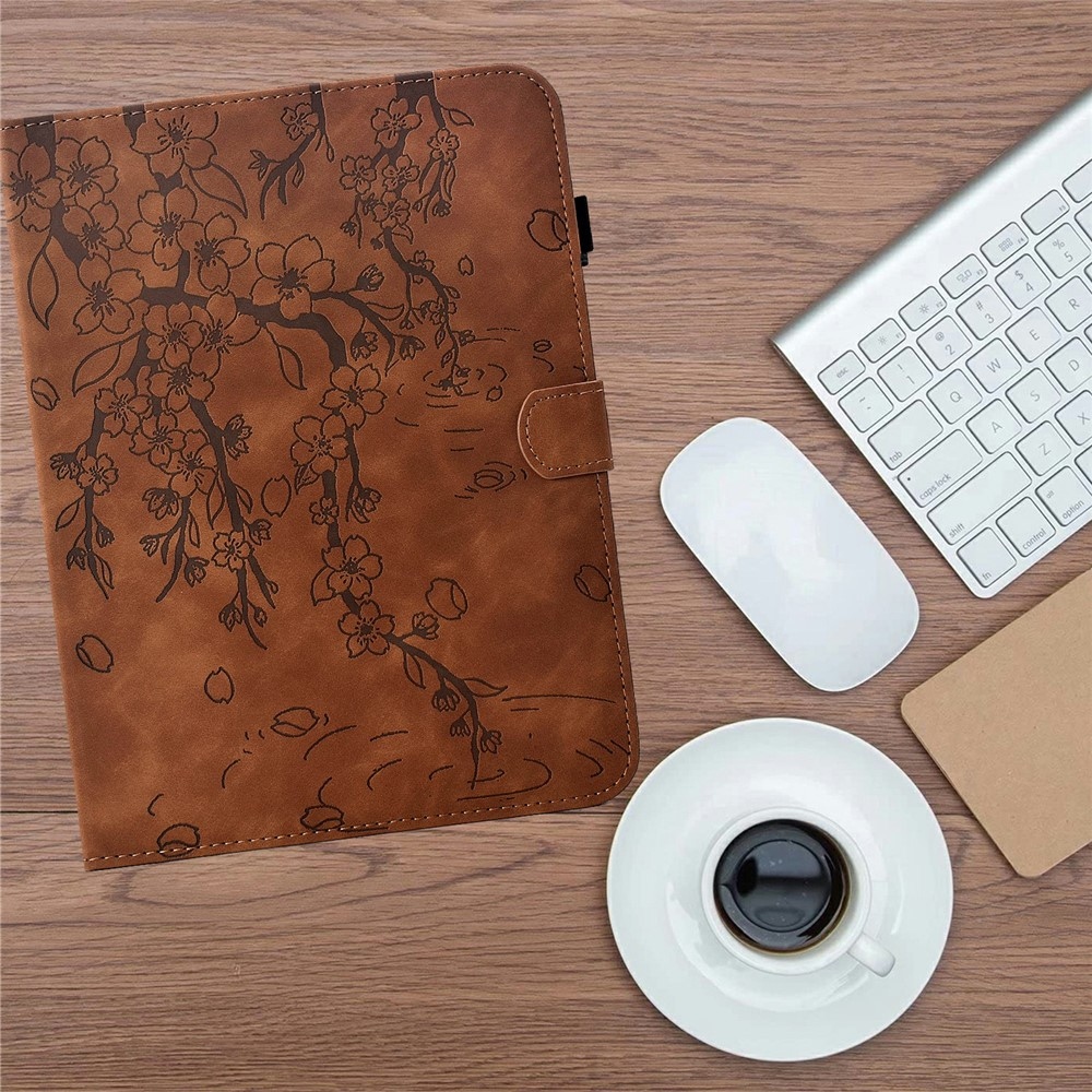 Flower zavírací pouzdro na tablet Samsung Galaxy Tab S12+ - hnědé