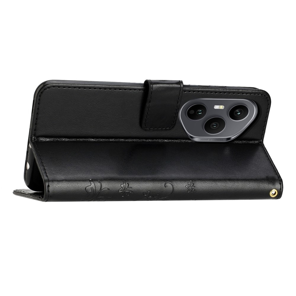 Flowers knížkové pouzdro na Honor 400 Pro - černé