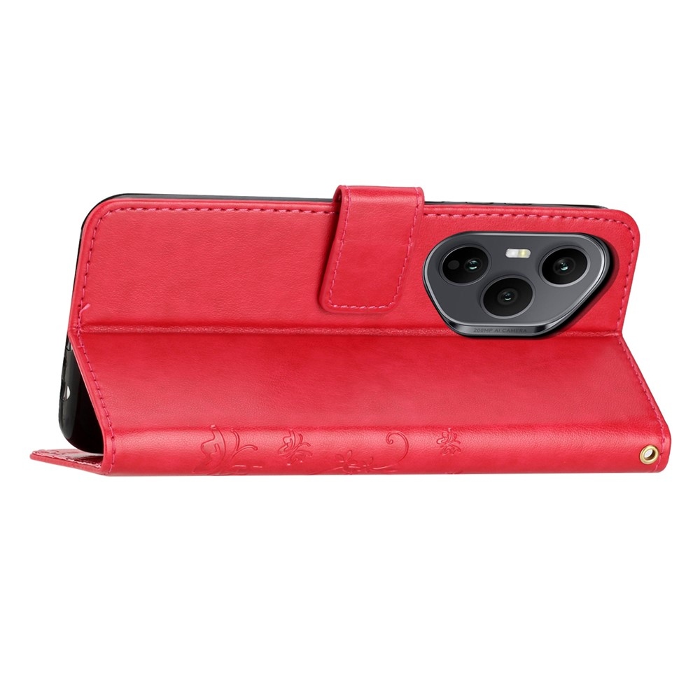 Flowers knížkové pouzdro na Honor 400 Pro - červené