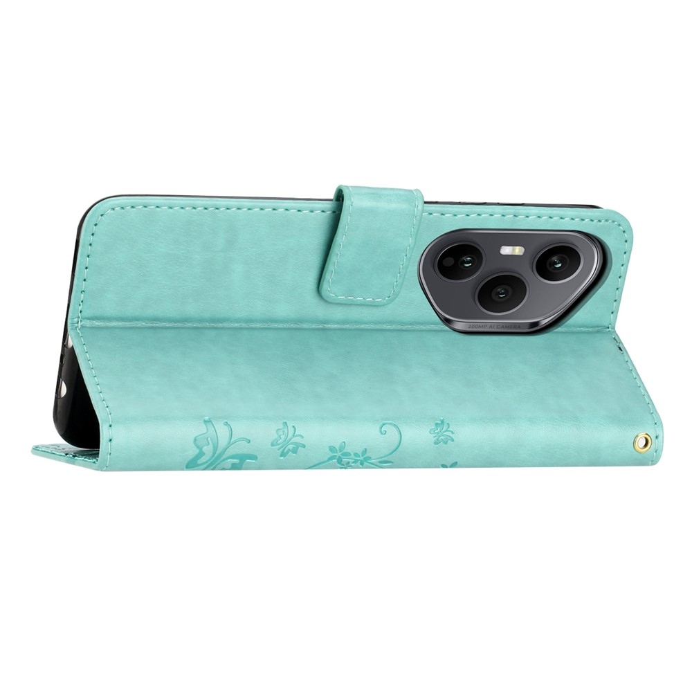 Flowers knížkové pouzdro na Honor 400 Pro - modrozelené