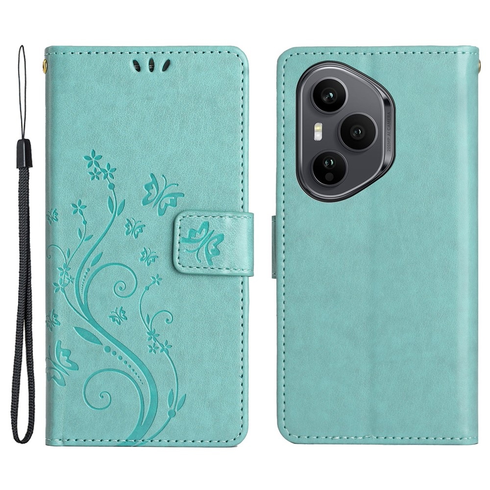 Flowers knížkové pouzdro na Honor 400 Pro - modrozelené