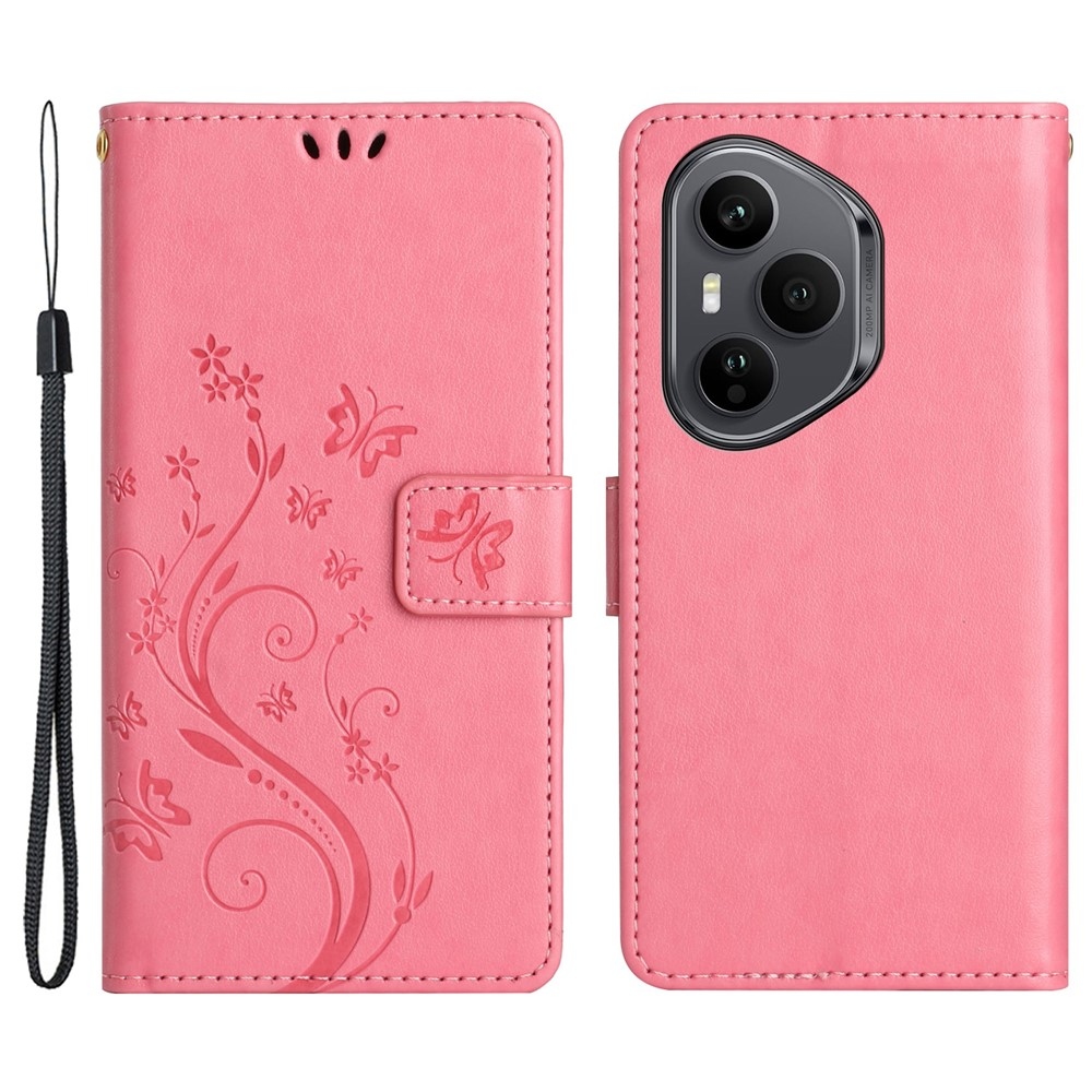 Flowers knížkové pouzdro na Honor 400 Pro - růžové