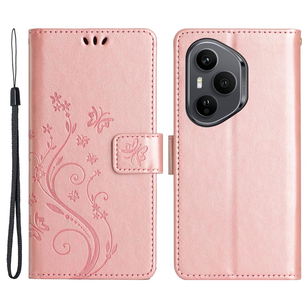 Flowers knížkové pouzdro na Honor 400 Pro - růžovozlaté