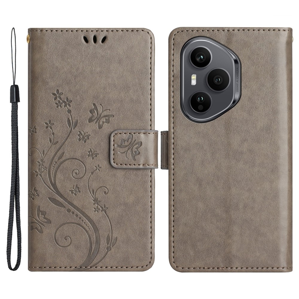 Flowers knížkové pouzdro na Honor 400 Pro - šedé