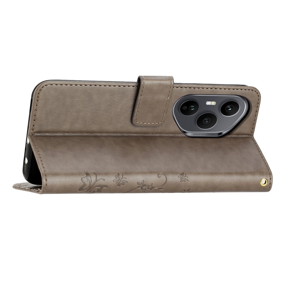 Flowers knížkové pouzdro na Honor 400 Pro - šedé