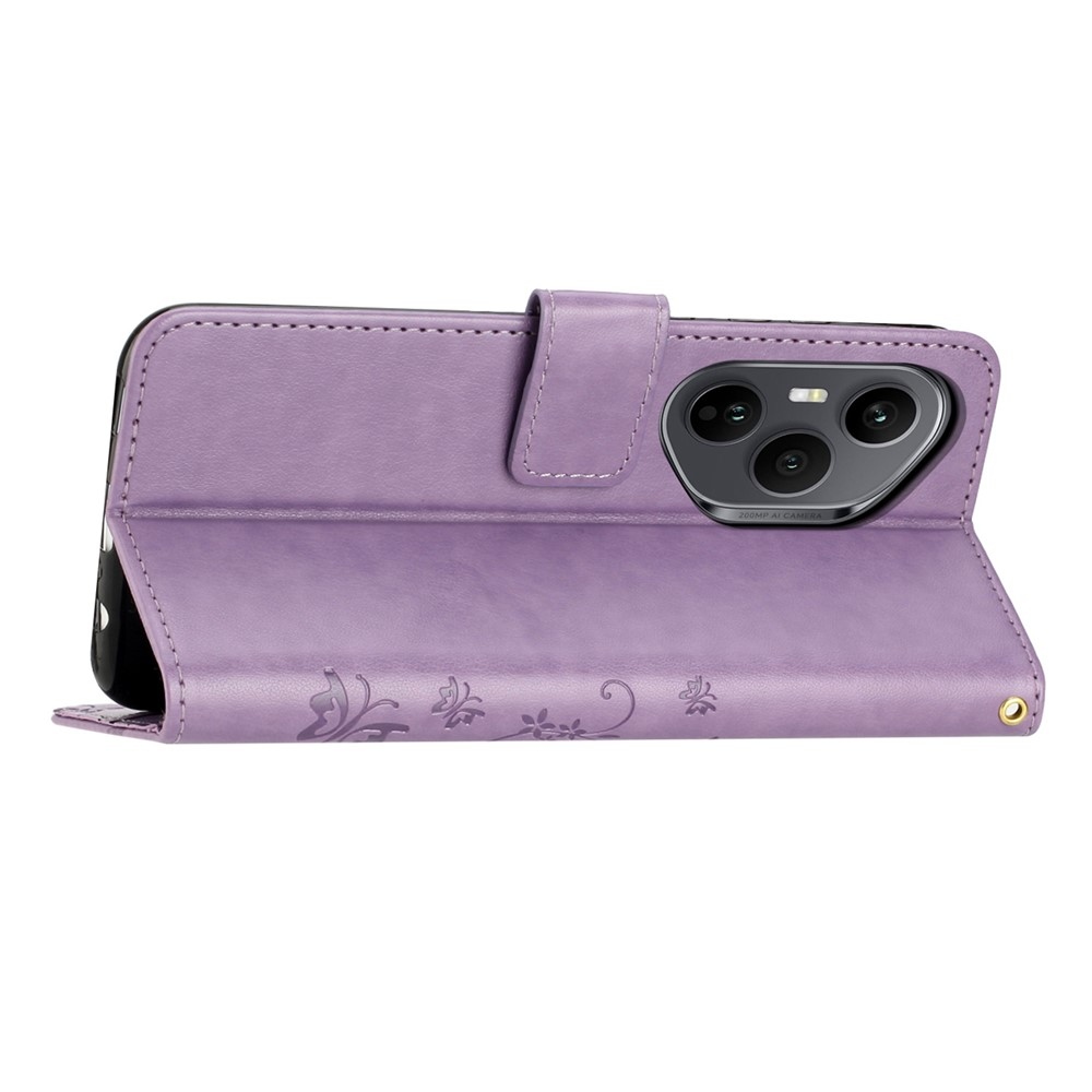 Flowers knížkové pouzdro na Honor 400 Pro - světlefialové