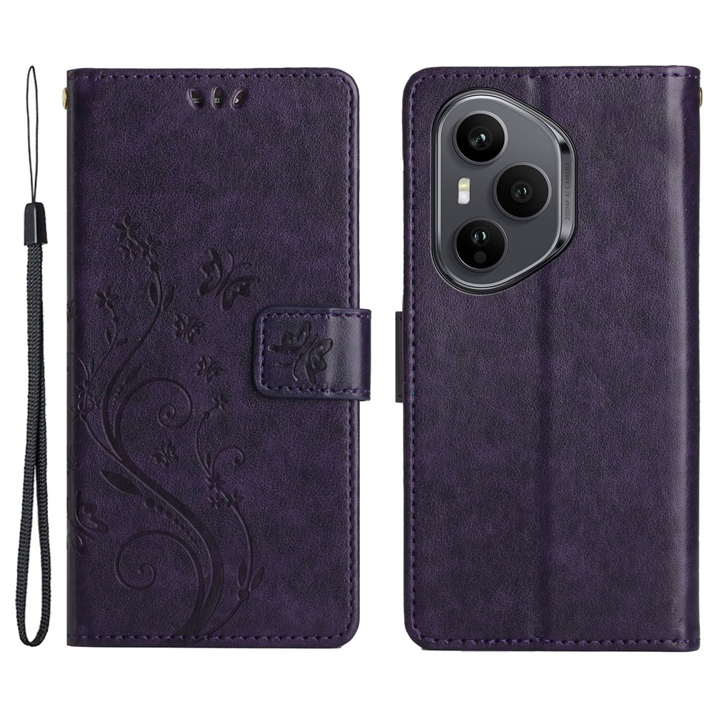 Flowers knížkové pouzdro na Honor 400 Pro - tmavěfialové