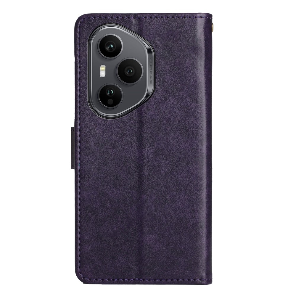 Flowers knížkové pouzdro na Honor 400 Pro - tmavěfialové