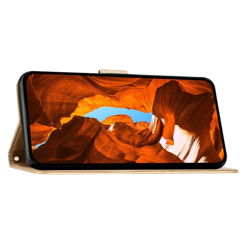 Flowers knížkové pouzdro na Honor 400 Pro - zlaté