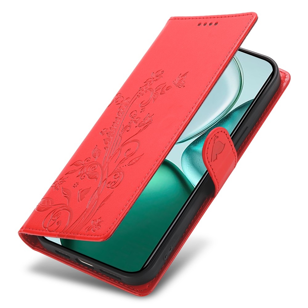 Flowers knížkové pouzdro na Honor Magic 8 Lite 5G - červené