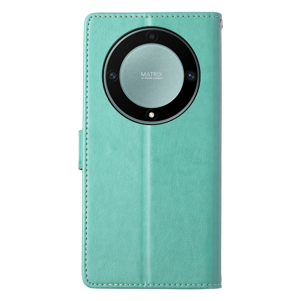 Flowers knížkové pouzdro na Honor Magic 8 Lite 5G - modrozelené