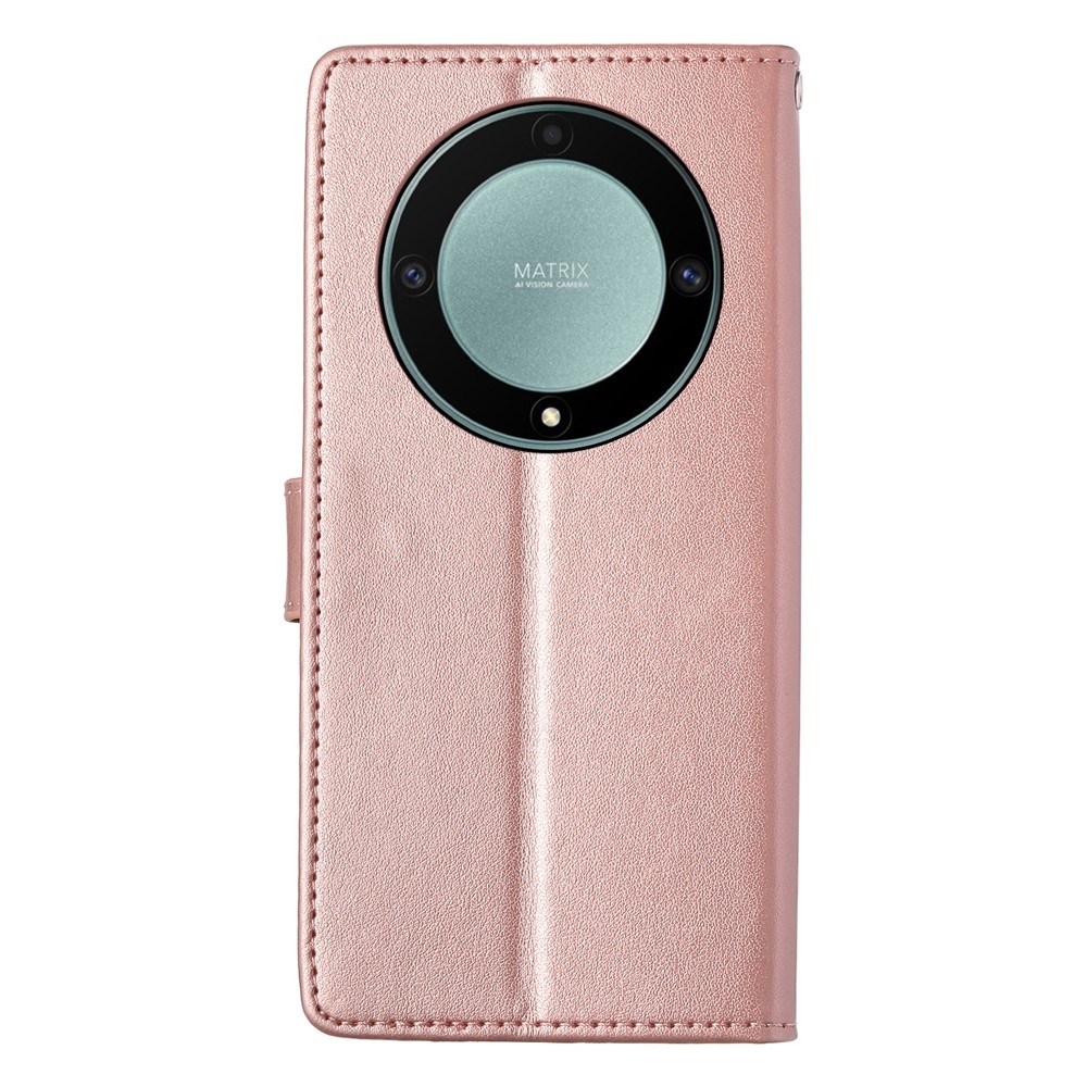 Flowers knížkové pouzdro na Honor Magic 8 Lite 5G - růžovozlaté