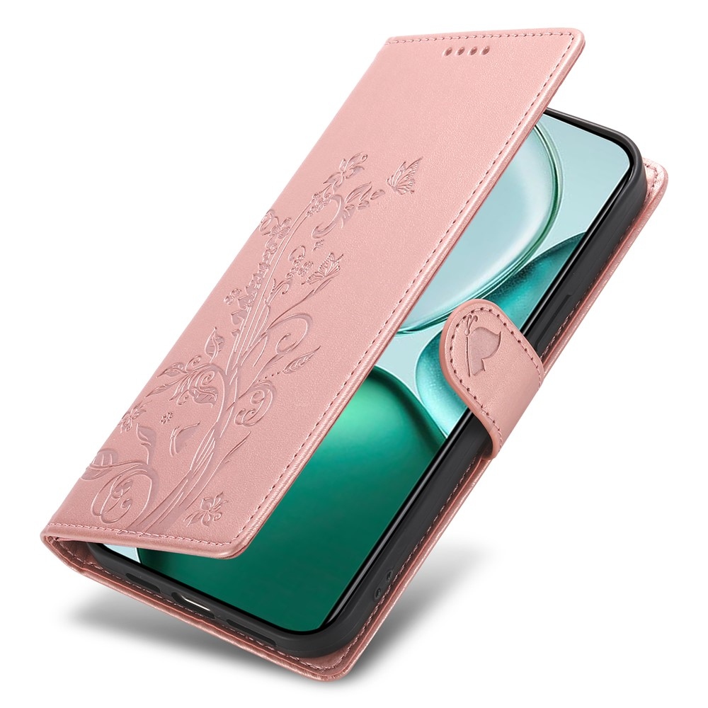 Flowers knížkové pouzdro na Honor Magic 8 Lite 5G - růžovozlaté