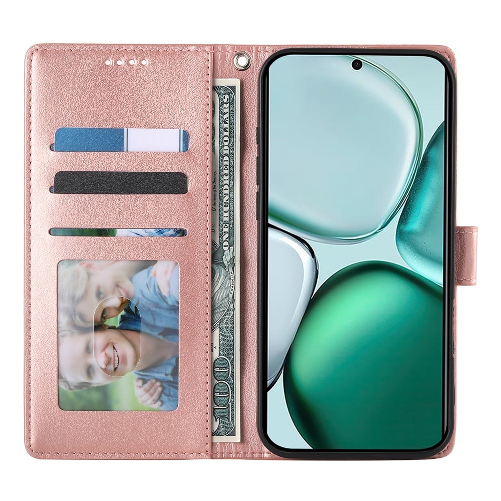 Flowers knížkové pouzdro na Honor Magic 8 Lite 5G - růžovozlaté