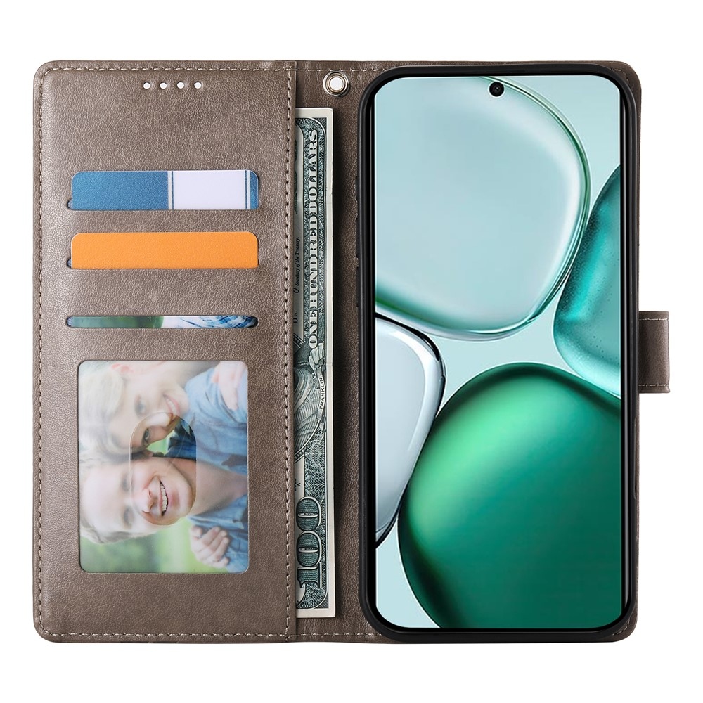 Flowers knížkové pouzdro na Honor Magic 8 Lite 5G - šedé