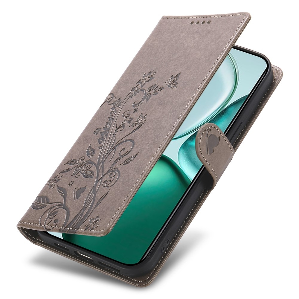 Flowers knížkové pouzdro na Honor Magic 8 Lite 5G - šedé