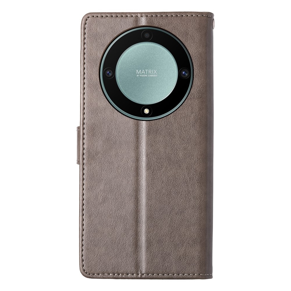 Flowers knížkové pouzdro na Honor Magic 8 Lite 5G - šedé