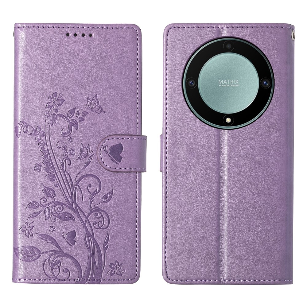 Flowers knížkové pouzdro na Honor Magic 8 Lite 5G - světlefialové