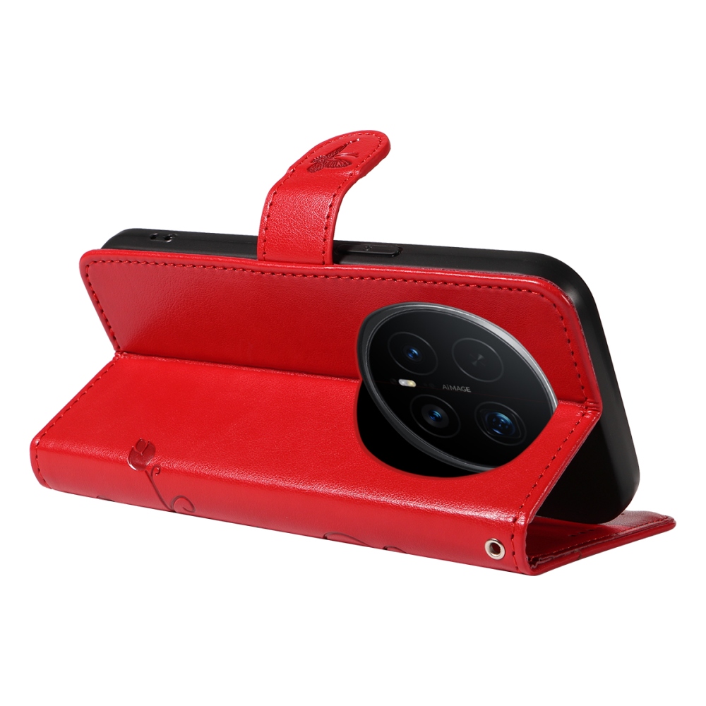 Flowers knížkové pouzdro na Honor Magic 8 Pro 5G - červené