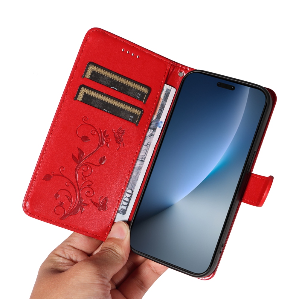 Flowers knížkové pouzdro na Honor Magic 8 Pro 5G - červené