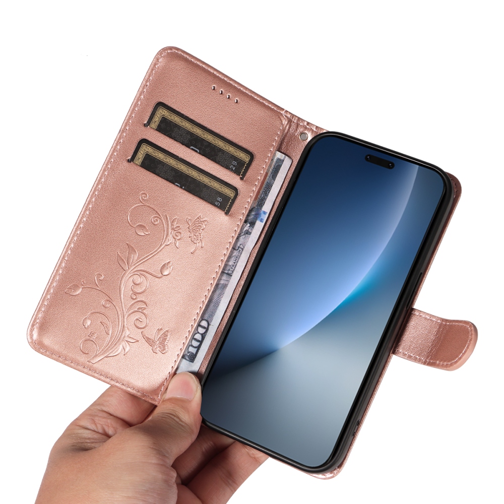 Flowers knížkové pouzdro na Honor Magic 8 Pro 5G - růžovozlaté