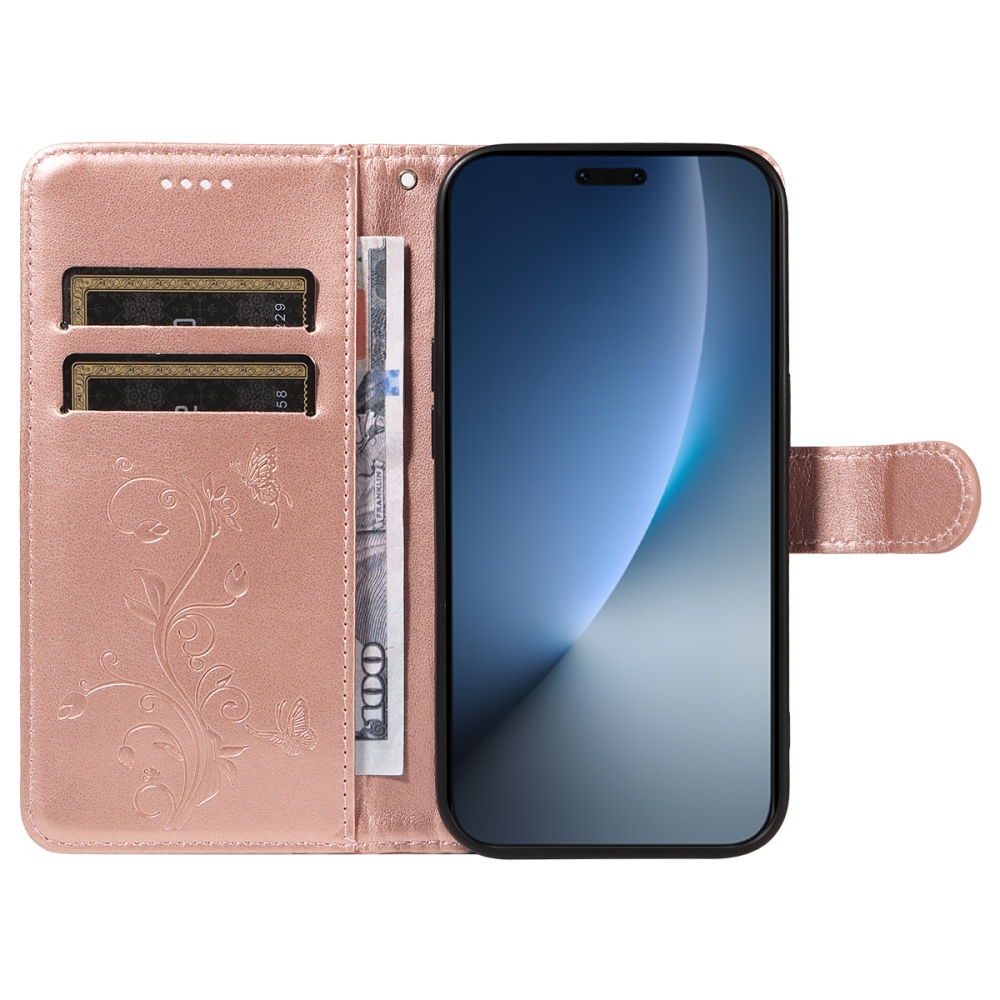 Flowers knížkové pouzdro na Honor Magic 8 Pro 5G - růžovozlaté