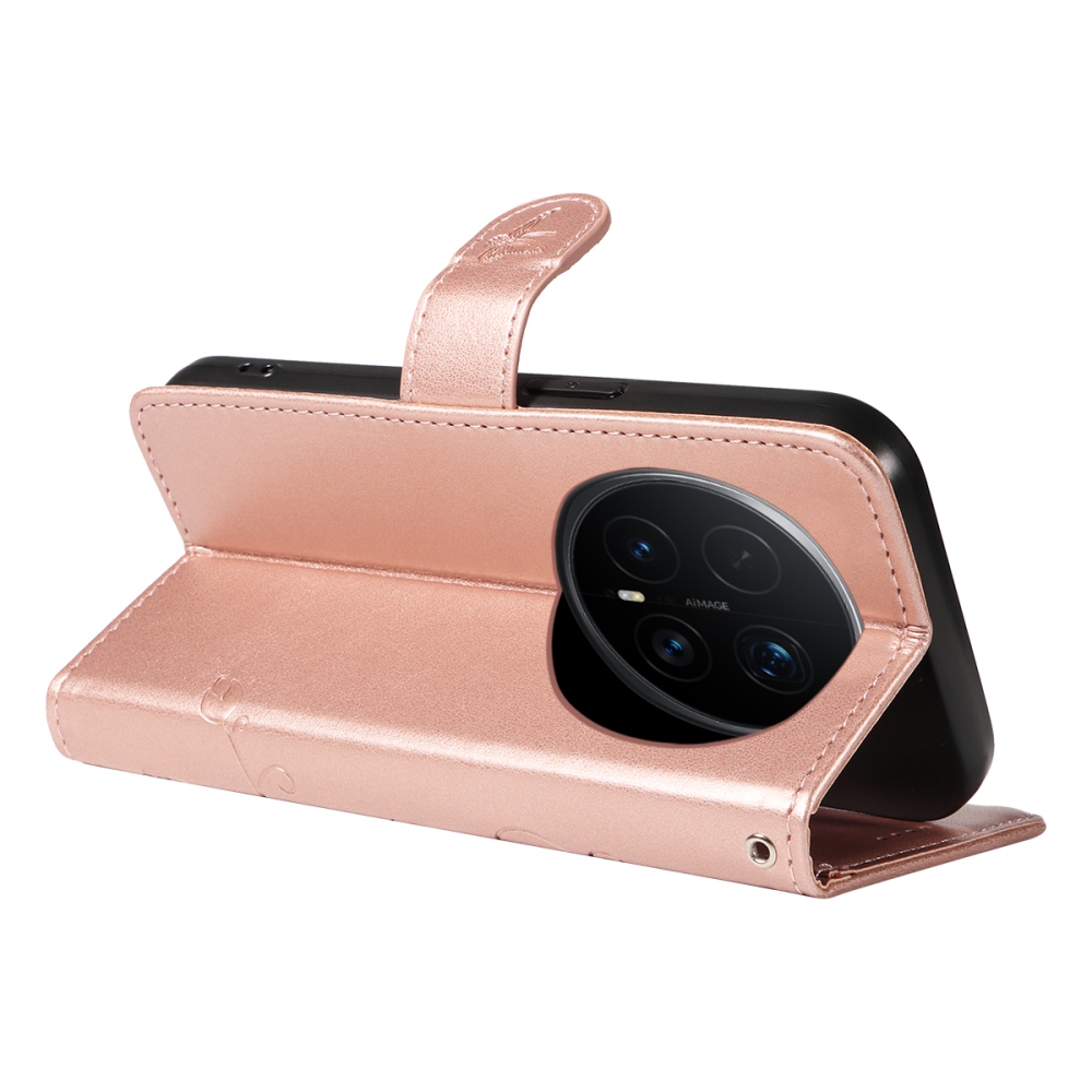 Flowers knížkové pouzdro na Honor Magic 8 Pro 5G - růžovozlaté