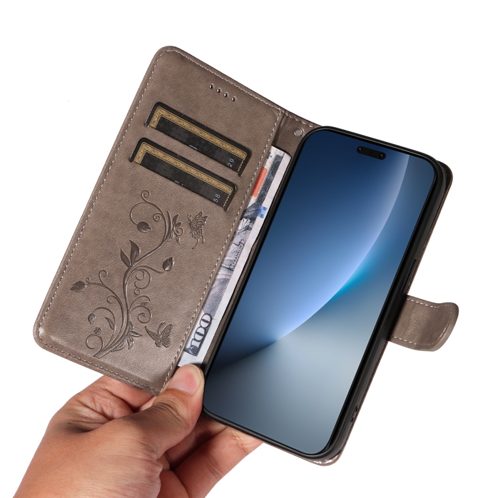 Flowers knížkové pouzdro na Honor Magic 8 Pro 5G - šedé