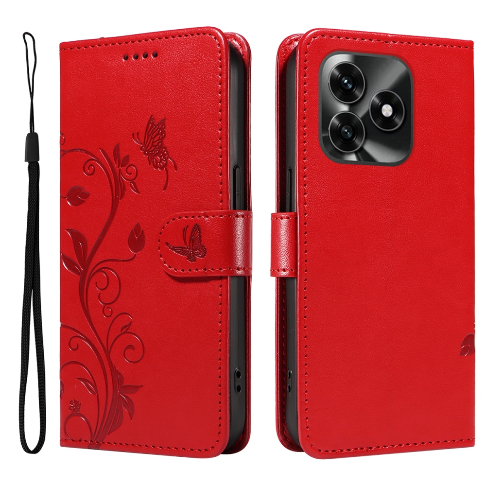 Flowers knížkové pouzdro na Honor X5c Plus - červené