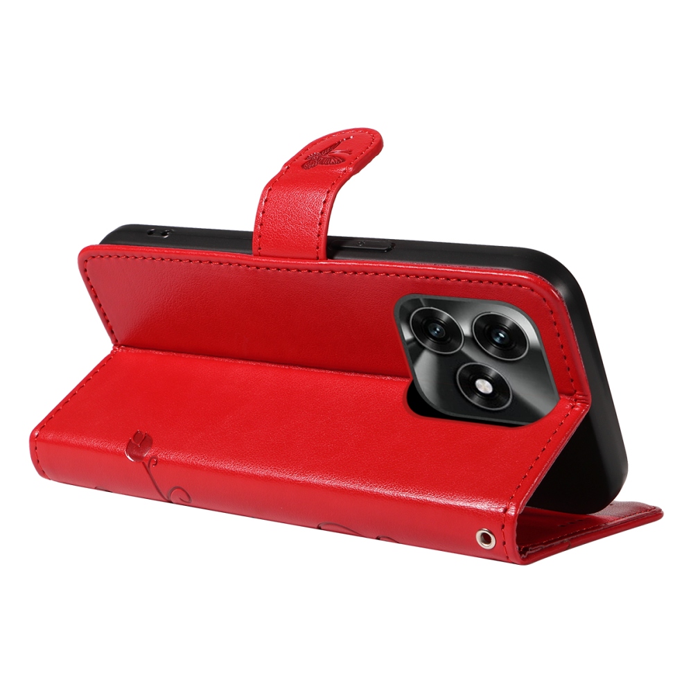 Flowers knížkové pouzdro na Honor X5c Plus - červené