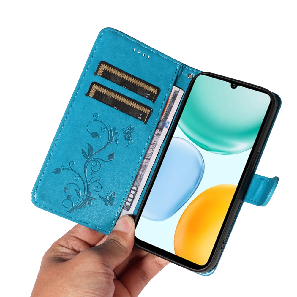 Flowers knížkové pouzdro na Honor X5c Plus - modré