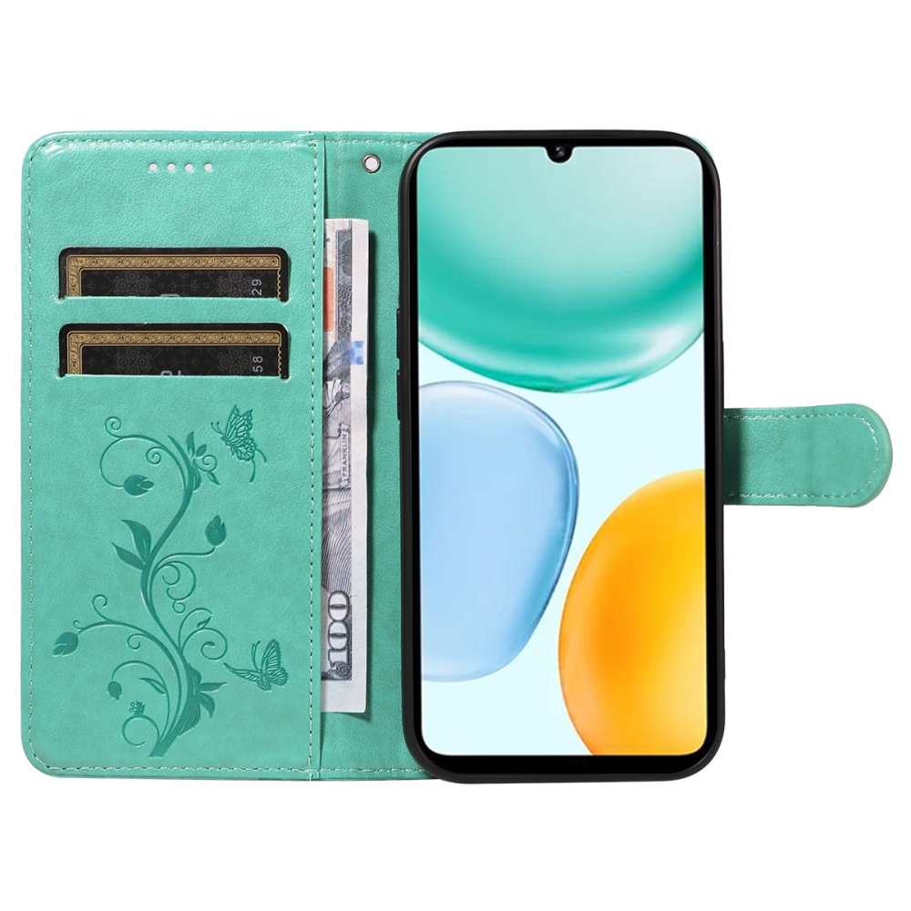 Flowers knížkové pouzdro na Honor X5c Plus - modrozelené