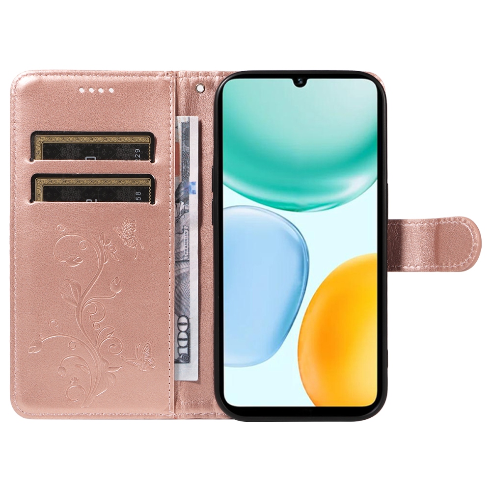 Flowers knížkové pouzdro na Honor X5c Plus - růžovozlaté