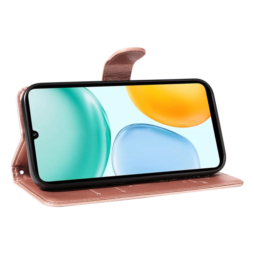 Flowers knížkové pouzdro na Honor X5c Plus - růžovozlaté