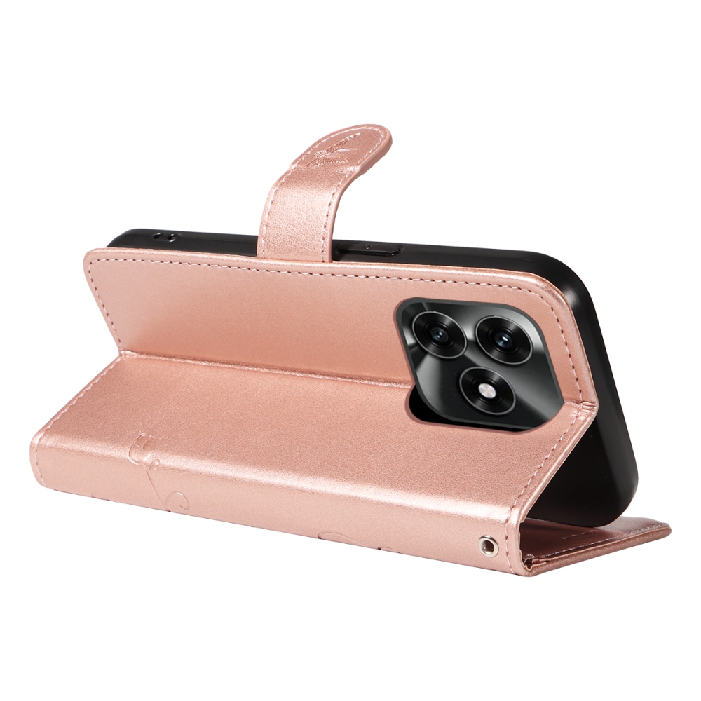 Flowers knížkové pouzdro na Honor X5c Plus - růžovozlaté