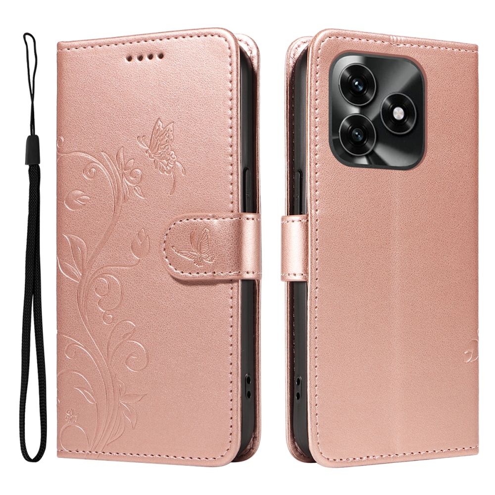 Flowers knížkové pouzdro na Honor X5c Plus - růžovozlaté