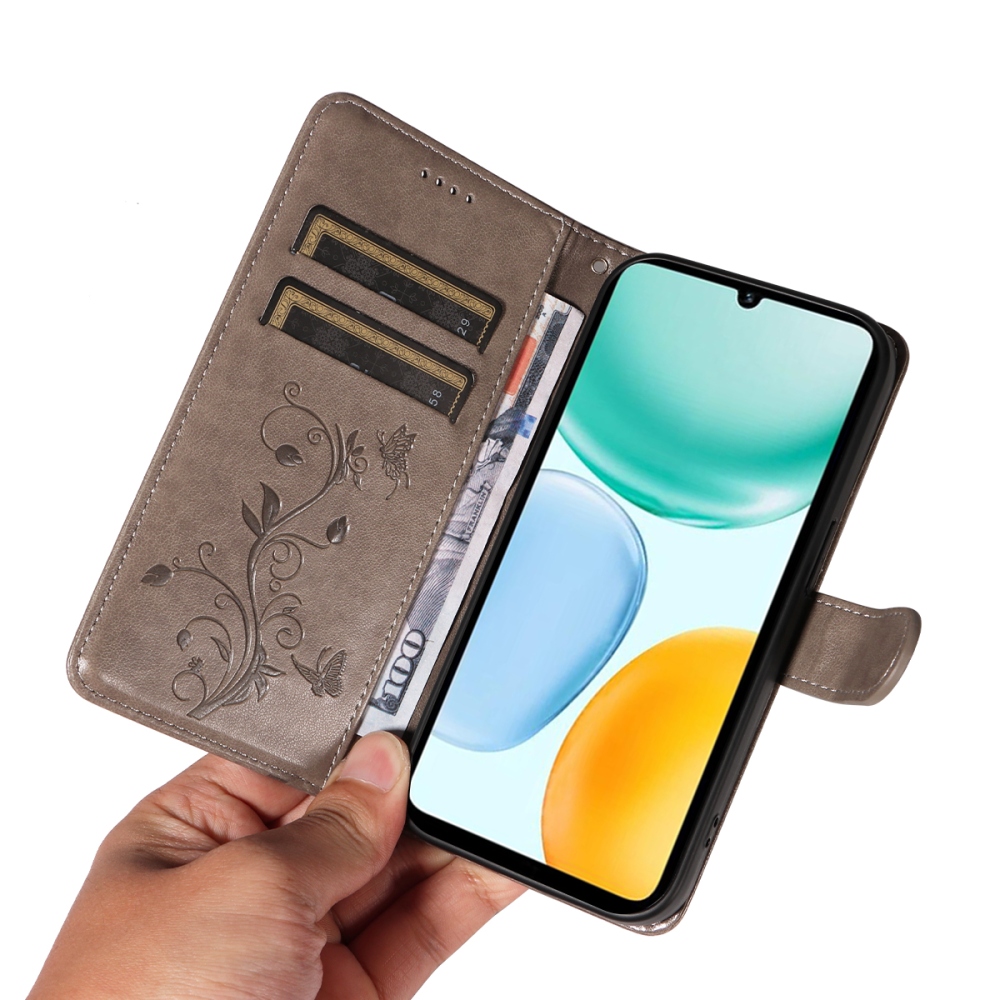 Flowers knížkové pouzdro na Honor X5c Plus - šedé