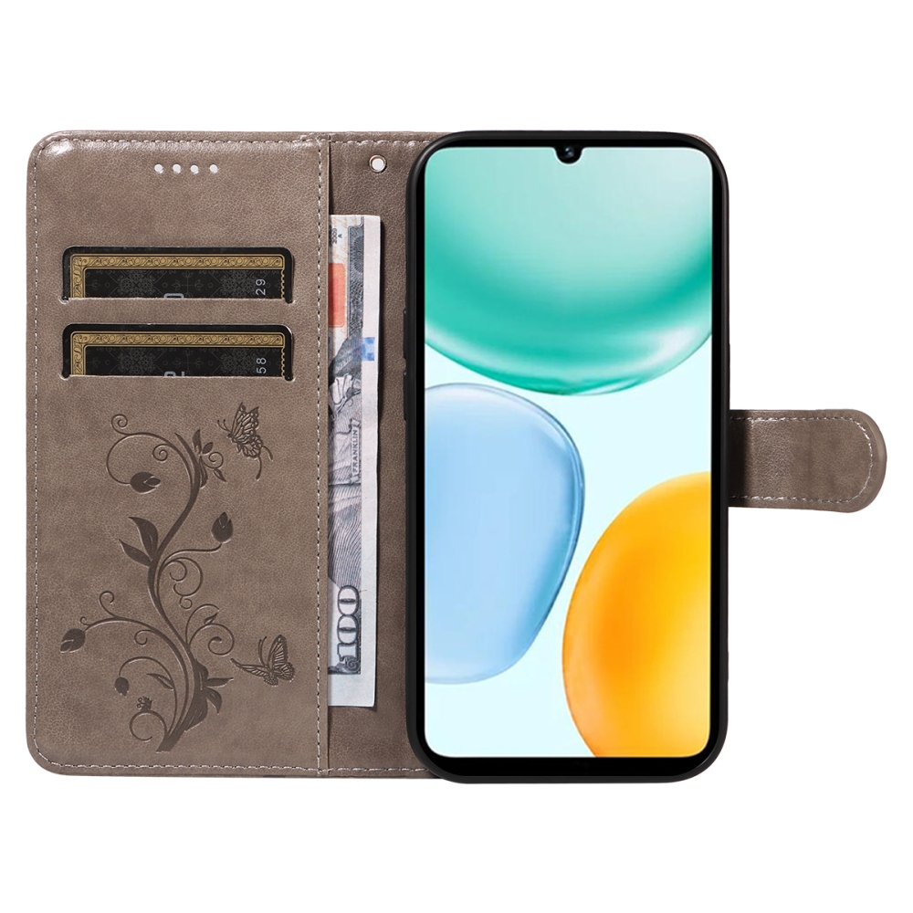 Flowers knížkové pouzdro na Honor X5c Plus - šedé