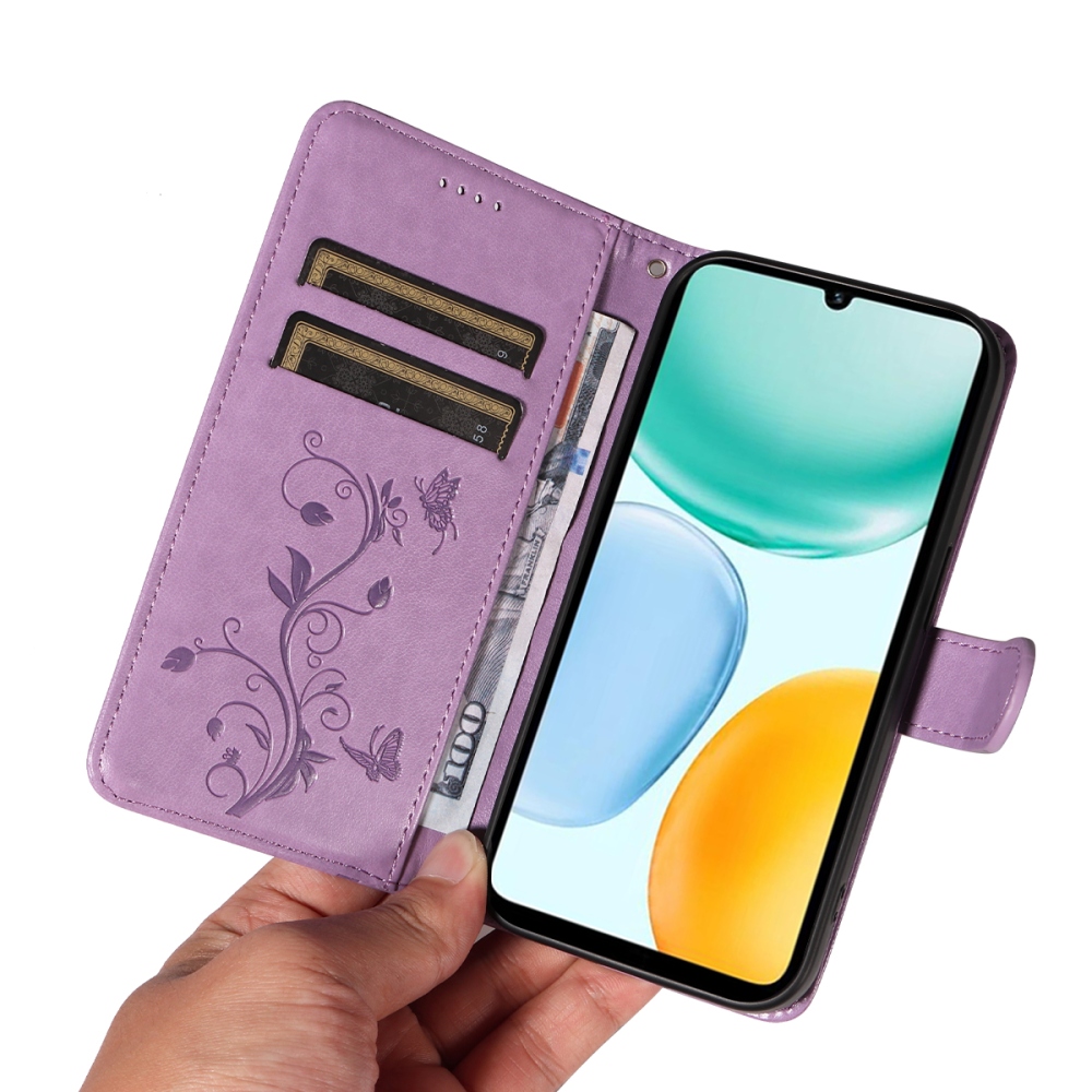 Flowers knížkové pouzdro na Honor X5c Plus - světlefialové