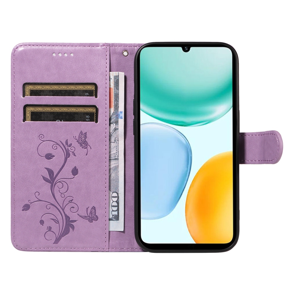Flowers knížkové pouzdro na Honor X5c Plus - světlefialové