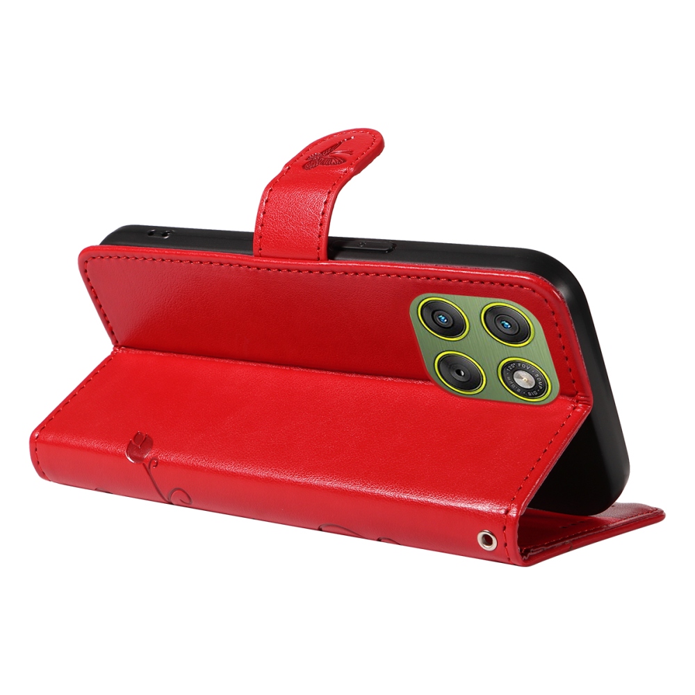 Flowers knížkové pouzdro na Motorola Edge 70 5G - červené