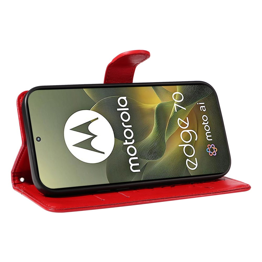 Flowers knížkové pouzdro na Motorola Edge 70 5G - červené